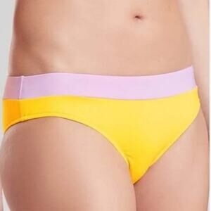 Athleta Low Rise Blocked Hawaii Sasu Chroma Hipster Bikini Bottoms Medium Yellow